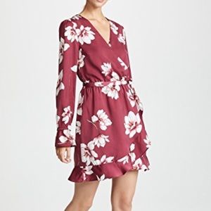 Cupcakes and Cashmere Red Floral Long Sleeve Mini Wrap Dress XS